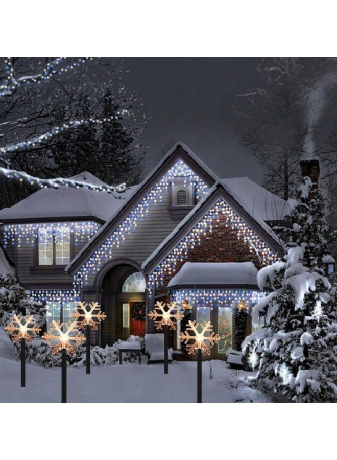 GGEROU أضواء مسار ندفة الثلج الشمسية، 5 قطع موفرة للطاقة مقاومة للماء تعمل بالطاقة الشمسية، وضعان للإضاءة، حصة الحديقة، ندفة الثلج - Image 5