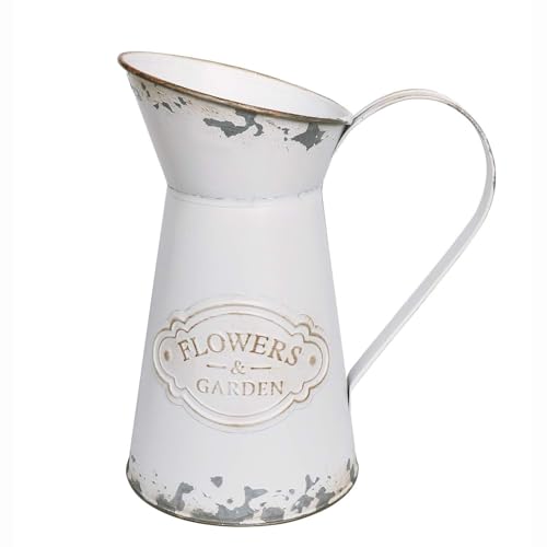 APSOONSELL Rustic Shabby Chic Vase Small Metal Vase Vintage Milk Jug Mini Pitcher Decorative Flower Vase Farmhouse Decor for Home Kitchen Bathroom