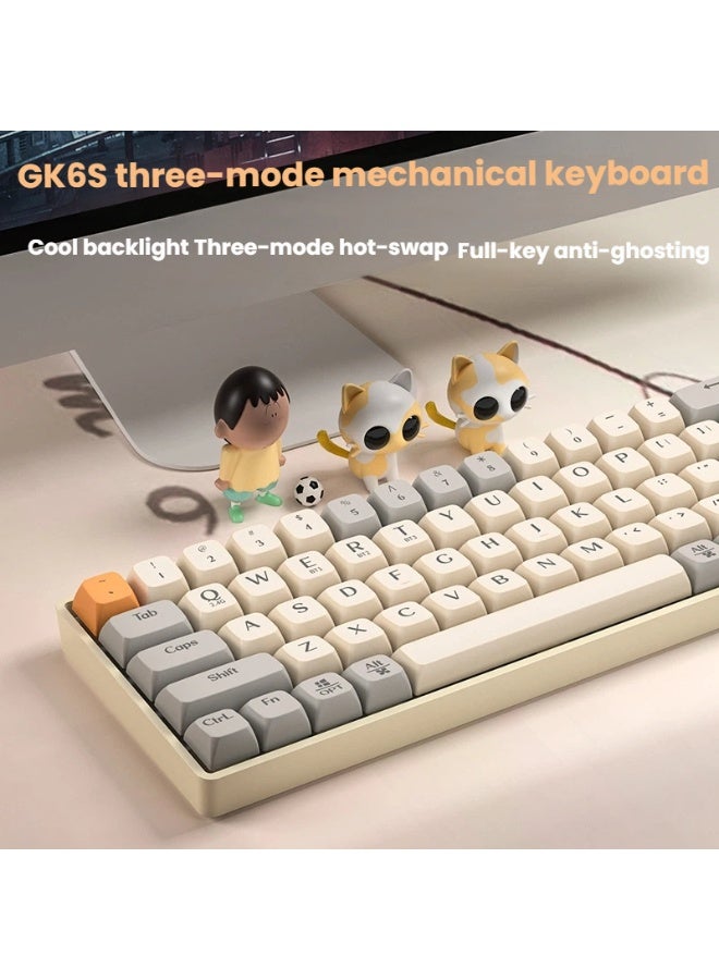 جي كيه لوحة مفاتيح ميكانيكية لاسلكية متعددة الأوضاع بلوتوث سلكي 5.0 2.4 جرام للاتصال السلس وأداء الألعاب - Image 1
