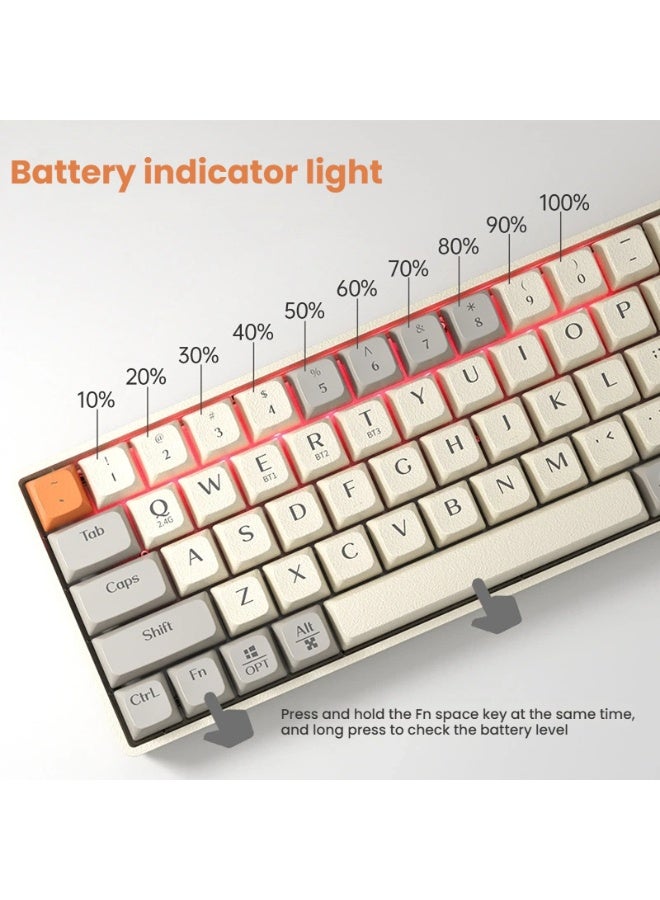 جي كيه لوحة مفاتيح ميكانيكية لاسلكية متعددة الأوضاع بلوتوث سلكي 5.0 2.4 جرام للاتصال السلس وأداء الألعاب - Image 3