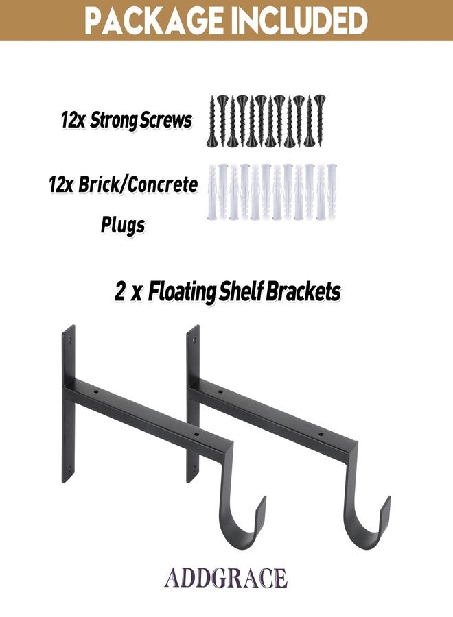 AddGrace Heavy Duty Closet Rod and Shelf Brackets 12 Inch Wall Mounted Closet Rod Bracket with Pole Holder Shelving Support with Screws for Laundry (2 Pack) - Image 3