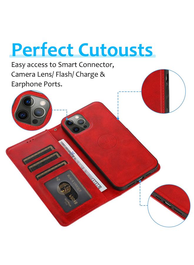 S-TOP Case For iPhone 13 Pro Max Calf Texture 2 in 1 Detachable Magnetic Back Cover Horizontal Flip Leather Case with Holder & Card Slots & Wallet & Photo Frame - Image 4