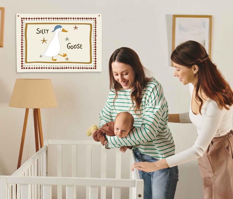 Sioial Silly Goose Nursery Rectangular Canvas Banner-Flag Wall Sign Decor for Boys Girls Toddler Kids,Baby Room Playroom Reading Room Bedroom Decor-Easter Baby Shower Birthday Christmas Gift - Image 2