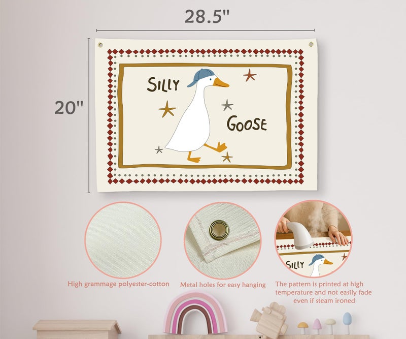Sioial Silly Goose Nursery Rectangular Canvas Banner-Flag Wall Sign Decor for Boys Girls Toddler Kids,Baby Room Playroom Reading Room Bedroom Decor-Easter Baby Shower Birthday Christmas Gift - Image 5