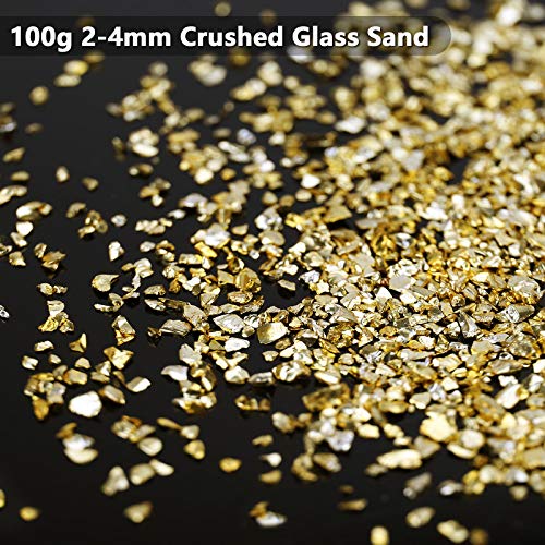 BONNY BOXX Irregular Crushed Glass Chips Sprinkles, 100g Metallic Chunky Glitter Stones for Nail Art, Resin Mold Filler, DIY Crafts, Vase Filler, Jewelry Making (Gold) - Image 4