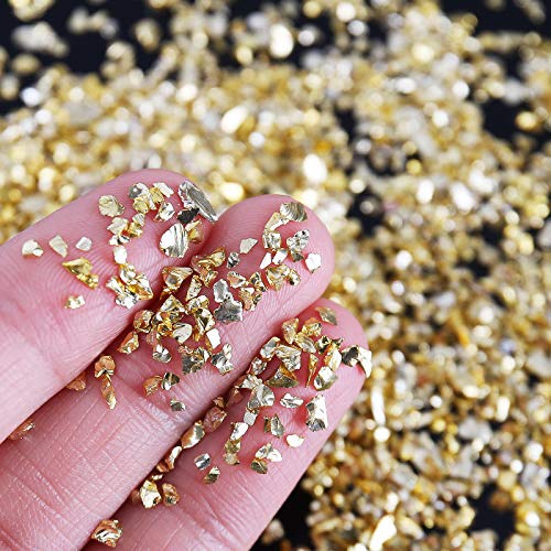BONNY BOXX Irregular Crushed Glass Chips Sprinkles, 100g Metallic Chunky Glitter Stones for Nail Art, Resin Mold Filler, DIY Crafts, Vase Filler, Jewelry Making (Gold) - Image 2
