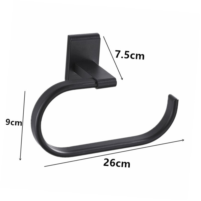 Wall Mounted No Drilling Towel Rack Holder Black For Bathroom Home Practical Elegant Design - Image 3