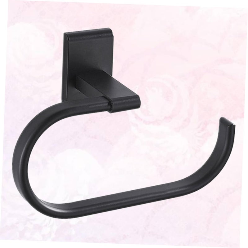 Wall Mounted No Drilling Towel Rack Holder Black For Bathroom Home Practical Elegant Design - Image 4