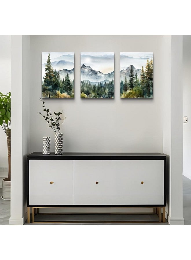 MHARTK66 MHARTK66 Wall Art for Living Room Modern Wall Decor for Bedroom Office Decor Abstract Mountain Forest Landscapes Ink Painting 3 Piece Framed Canvas Art Prints Ready to Hang Wall Pictures Home Decor  - Image 4