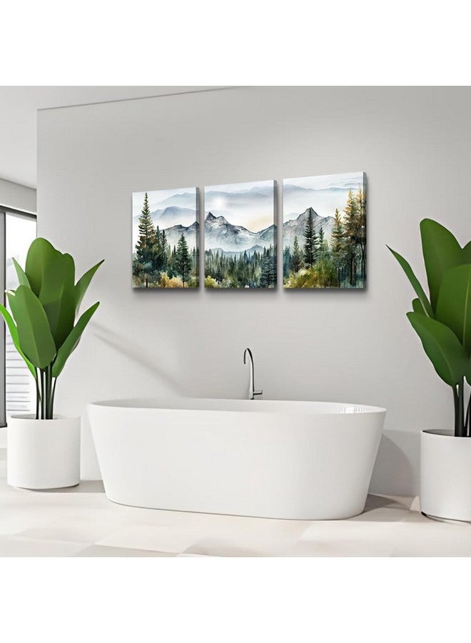 MHARTK66 MHARTK66 Wall Art for Living Room Modern Wall Decor for Bedroom Office Decor Abstract Mountain Forest Landscapes Ink Painting 3 Piece Framed Canvas Art Prints Ready to Hang Wall Pictures Home Decor  - Image 5