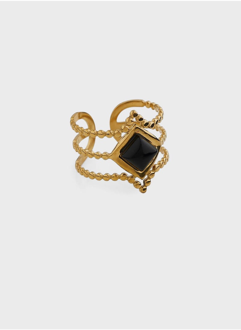 Lady Mauve DREAM NATURAL STONE LAYERED BEADED TRIANGLE ring  - Image 1