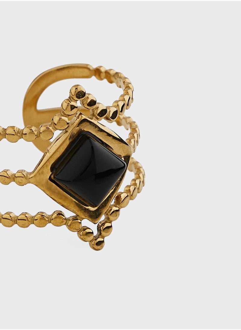 Lady Mauve DREAM NATURAL STONE LAYERED BEADED TRIANGLE ring  - Image 3