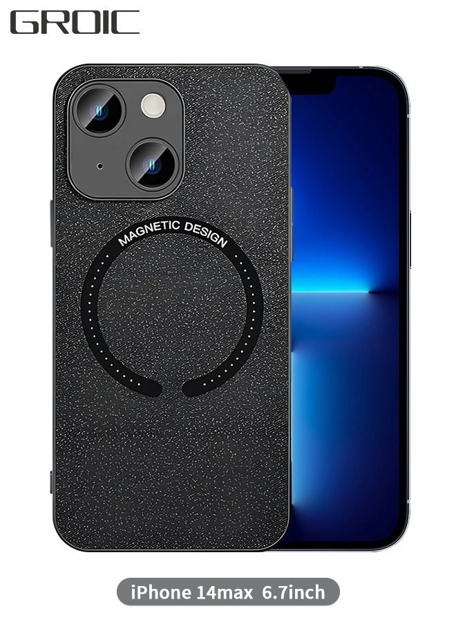 جرويك جراب متوافق مع هاتف Iphone 14 Max، واقٍ مغناطيسي، غطاء ممتص للصدمات مطلي بالكهرباء، جلدي ناعم، يدعم الشحن اللاسلكي، لهاتف Max مقاس 6.7 بوصة - Image 1