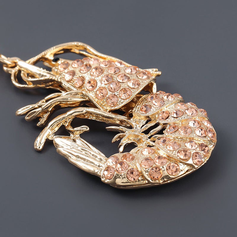2pcs Cambarus Shape Rhinestone Key Chain Crawfish Shrimp Pendant Decorative Key - Image 3