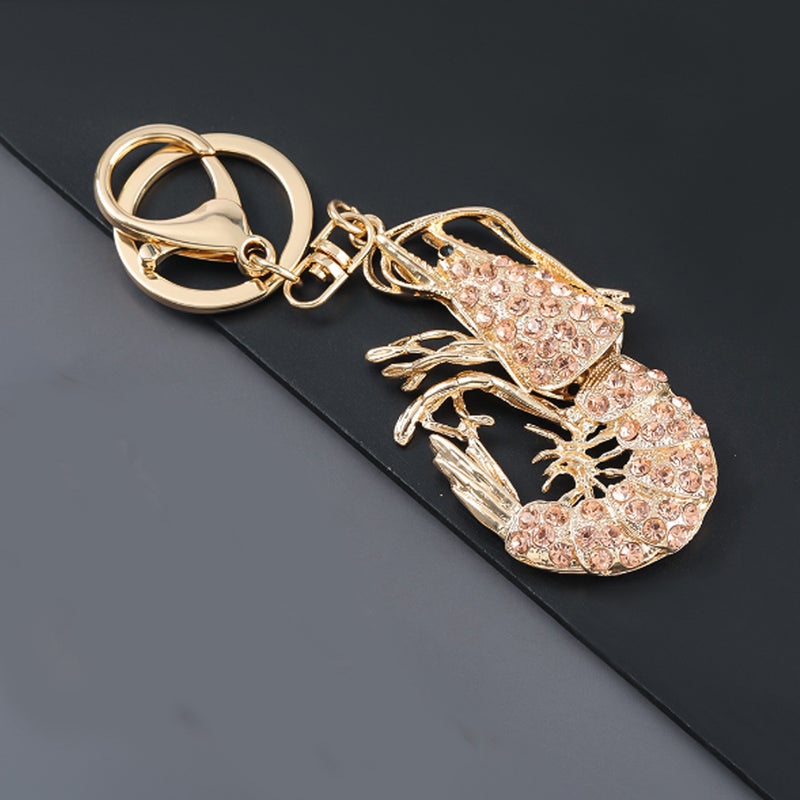 2pcs Cambarus Shape Rhinestone Key Chain Crawfish Shrimp Pendant Decorative Key - Image 5
