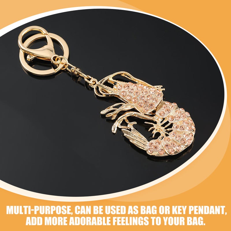 2pcs Cambarus Shape Rhinestone Key Chain Crawfish Shrimp Pendant Decorative Key - Image 2