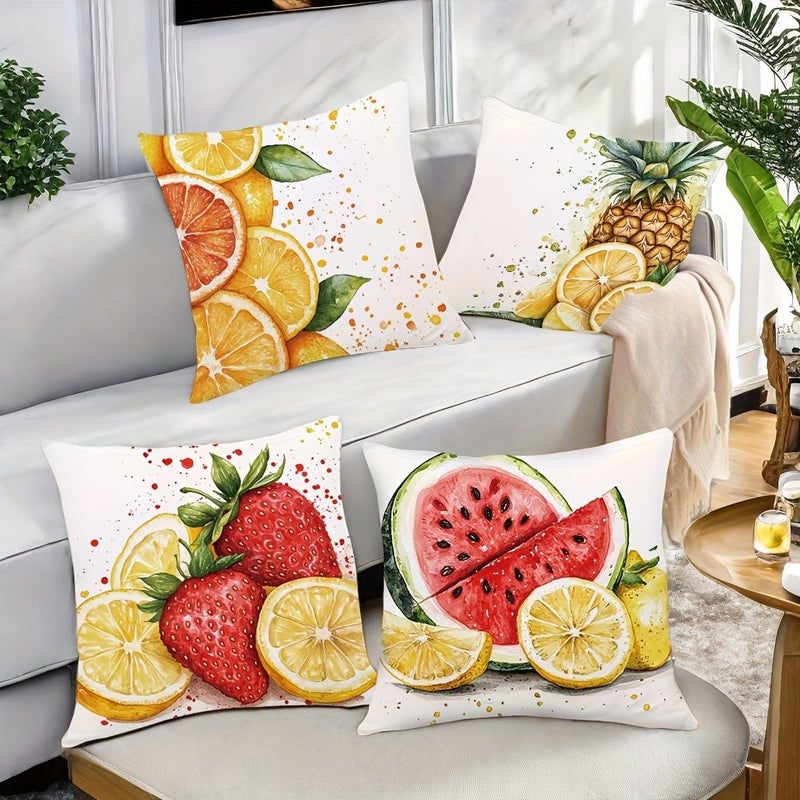 4pcs Watercolor Fruit Design Throw Pillow Covers 17.7 by 17.7 Inches for Sofa Bed Decorative Cushion Case - Image 5
