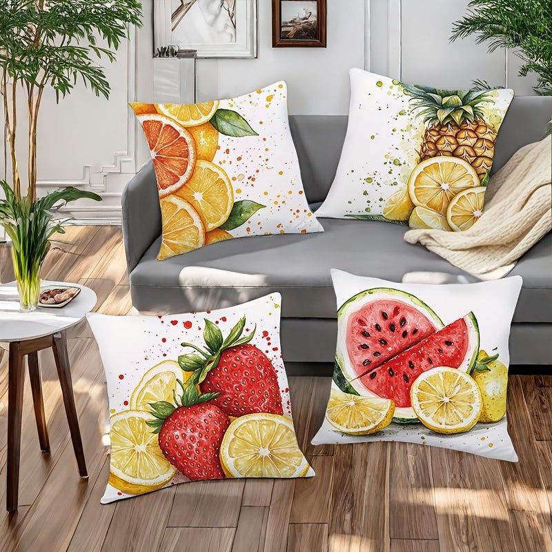 4pcs Watercolor Fruit Design Throw Pillow Covers 17.7 by 17.7 Inches for Sofa Bed Decorative Cushion Case - Image 4