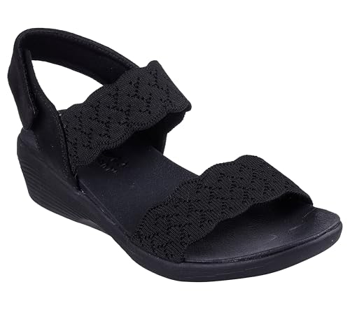 Skechers Women's ARYA - ON THE RISE medium wedge sandal, Black/Black 7 M - Image 3