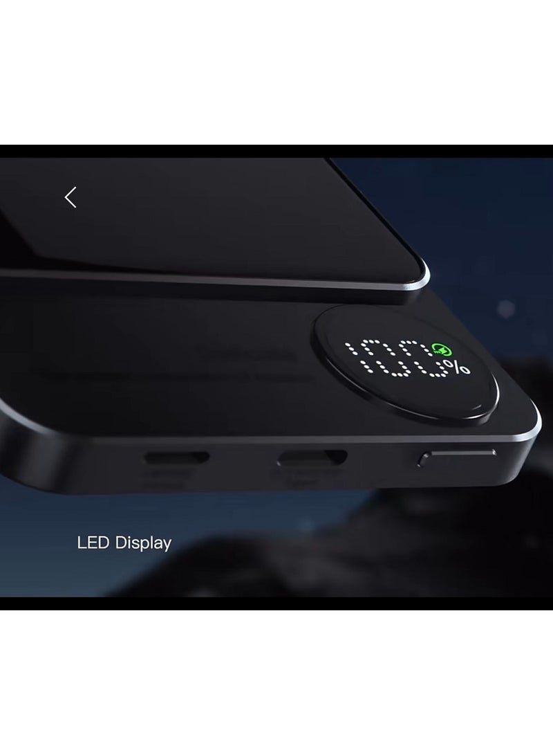 Doltri Newest Portable 20W Charger 10000mAh Mini Power Bank, Magnetic Wireless Fast Charging Aluminum alloy with LED Display Q9-Black  - Image 3