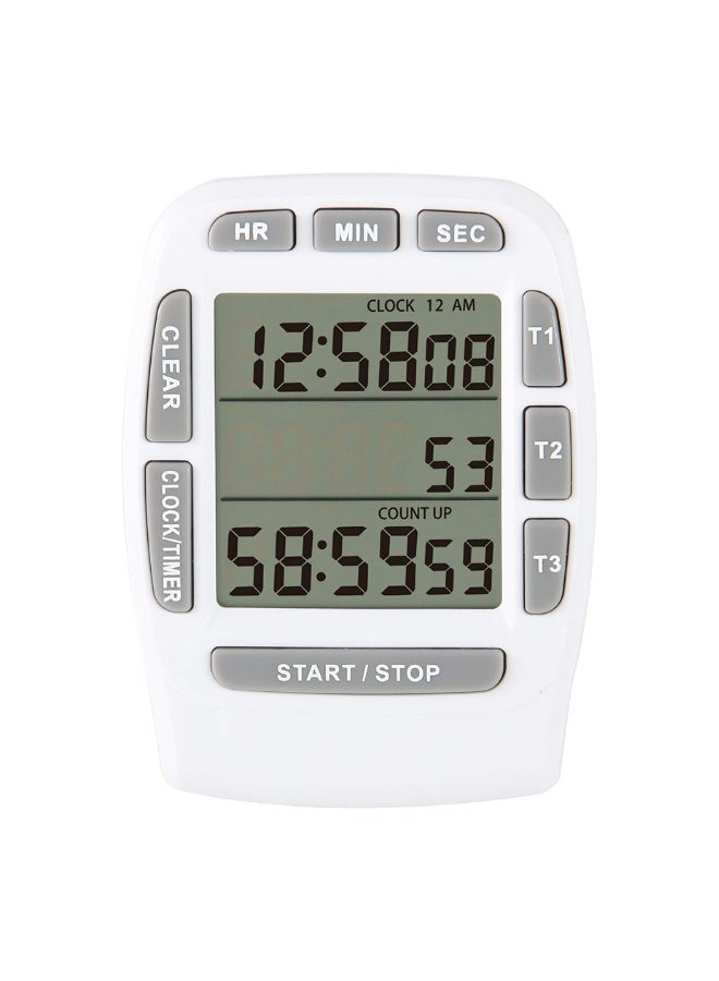 Digital Timer with Loud Buzzer and Magnetic Design for Kitchen Cooking Meetings and Studying White