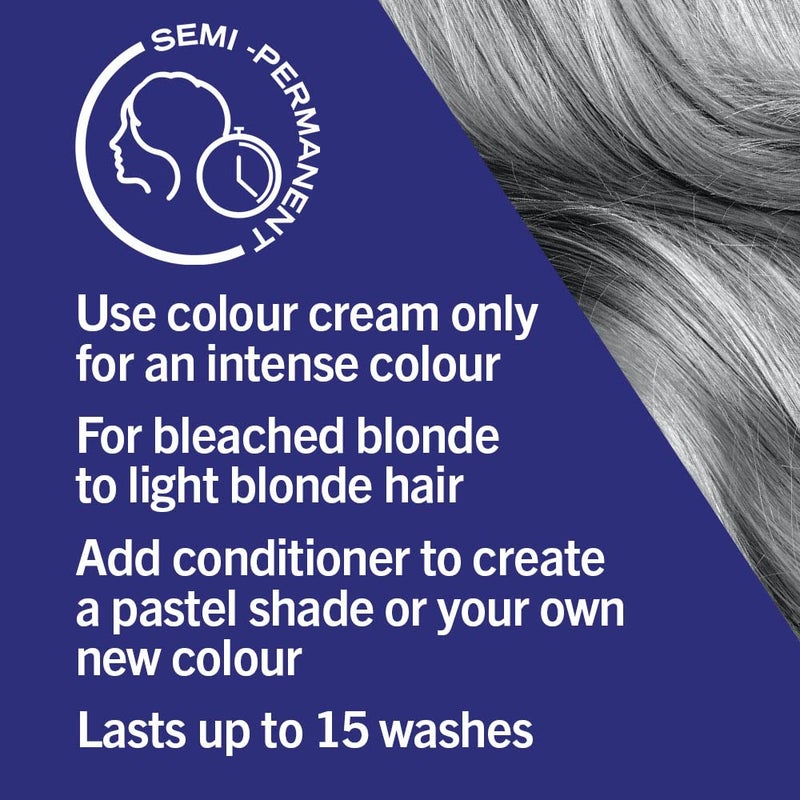 Live Schwarzkopf LIVE Ultra Brights Steel Silver Semi-Permanent Hair Dye 098, Silver Hair Dye for Bright or Pastel Hair Colour, Vibrant Colour Lasts up to 15 Washes - Image 3
