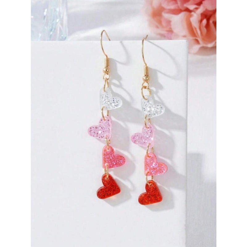 1 Pair Fashionable Acrylic Heart Shaped Earrings For Women, Affordable And Stylish, Ideal Gift For Mother, Mother's Day - Image 1