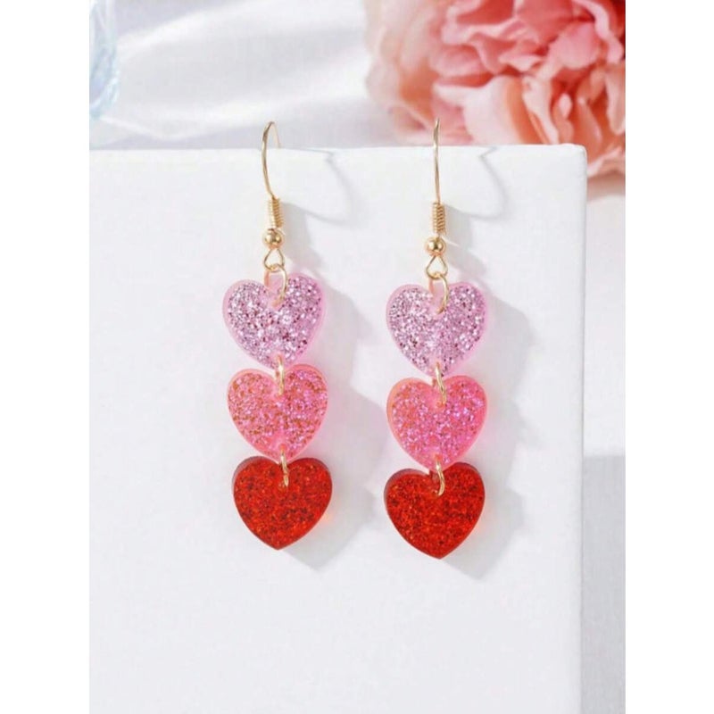 1 Pair Fashionable Acrylic Heart Shaped Earrings For Women, Affordable And Stylish, Ideal Gift For Mother, Mother's Day - Image 4