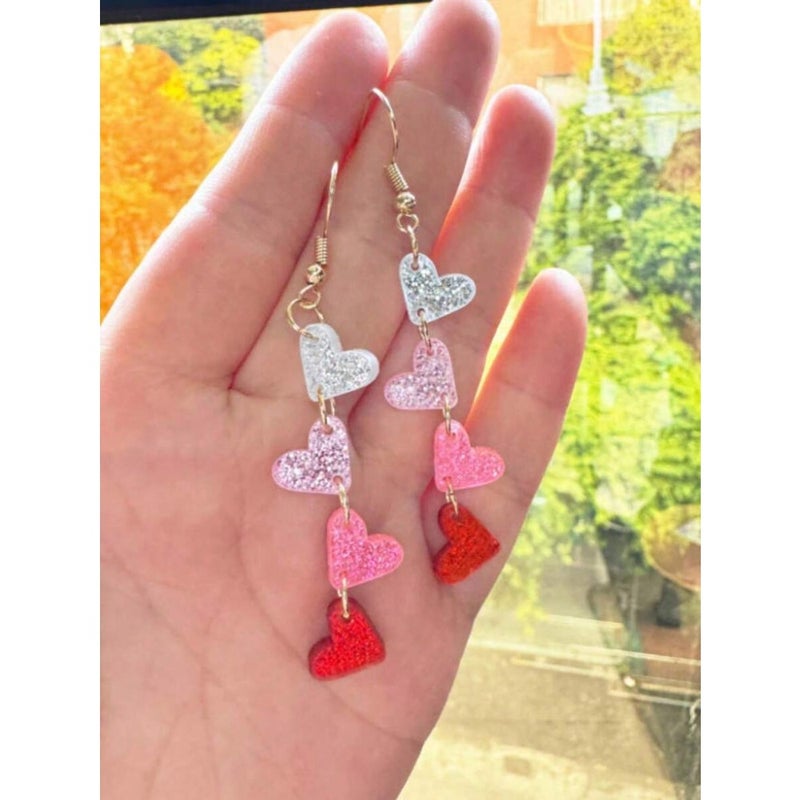 1 Pair Fashionable Acrylic Heart Shaped Earrings For Women, Affordable And Stylish, Ideal Gift For Mother, Mother's Day - Image 3