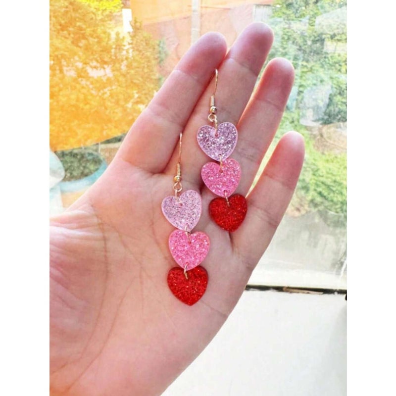1 Pair Fashionable Acrylic Heart Shaped Earrings For Women, Affordable And Stylish, Ideal Gift For Mother, Mother's Day - Image 5