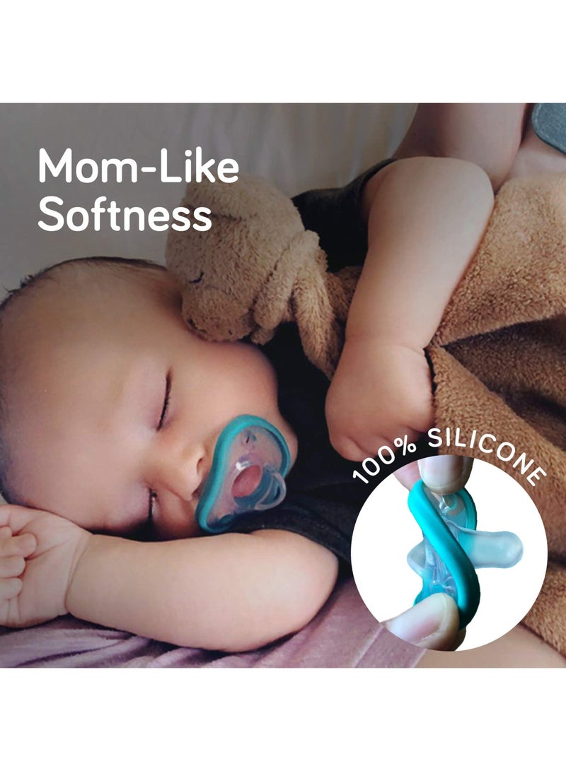 NANOBÉBÉ Nanobebe Baby Pacifiers 0-3 Month - Orthodontic, Curves Comfortably with Face Contour, Award Winning for Breastfeeding Babies, 100% Silicone, Perfect Baby Registry Gift 2pk,Grey - Image 2