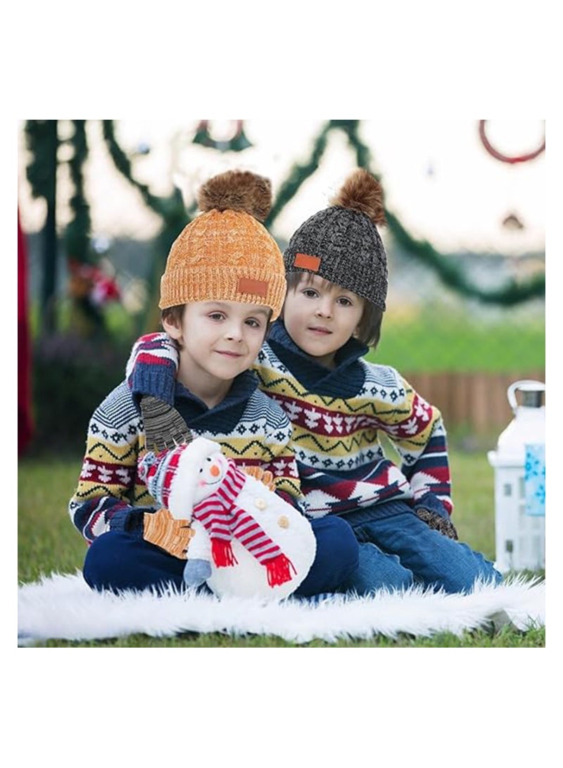 SOLARAE طقم قبعة شتوية للأطفال مع وشاح وقفازات للأعمار من 2-6 سنوات، قبعة شتوية محبوكة للأطفال مع قفازات ودافئ رقبة مبطن بالفليس - Image 3