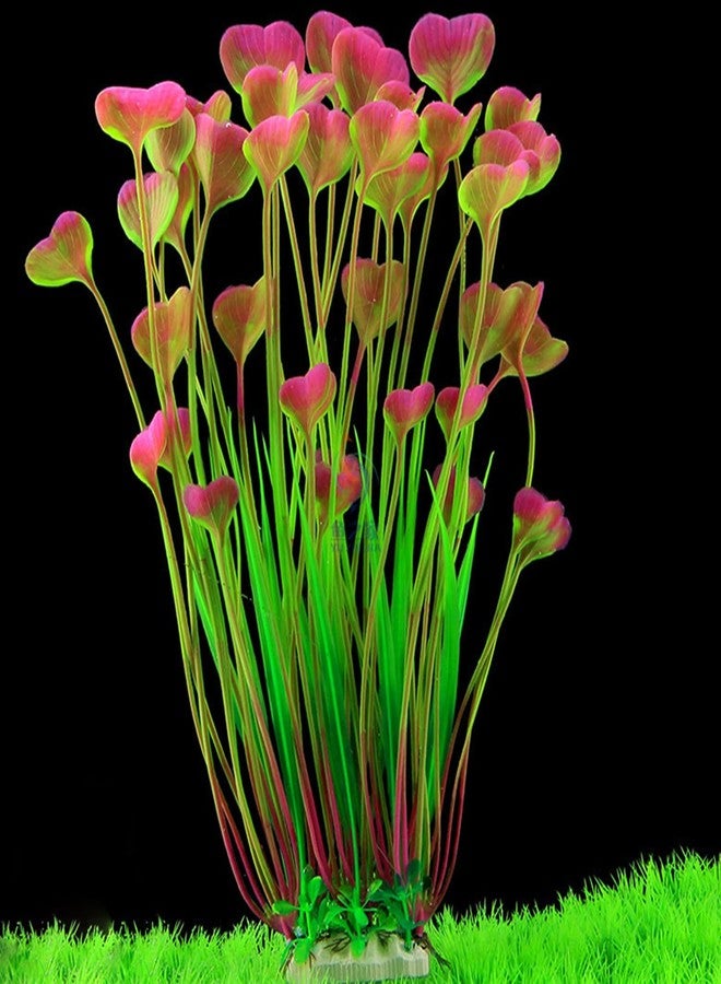 ماكسمورال قطعتان من نباتات بلاستيكية اصطناعية لتزيين أحواض السمك، مقاس 16 بوصة، قاعدة سيراميك، ديكورات لأحواض السمك، مستلزمات الحيوانات الأليفة - Image 2