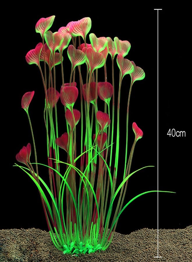 ماكسمورال قطعتان من نباتات بلاستيكية اصطناعية لتزيين أحواض السمك، مقاس 16 بوصة، قاعدة سيراميك، ديكورات لأحواض السمك، مستلزمات الحيوانات الأليفة - Image 4