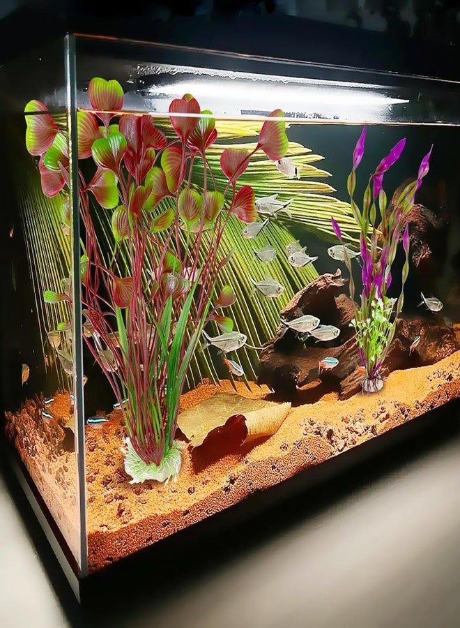 ماكسمورال قطعتان من نباتات بلاستيكية اصطناعية لتزيين أحواض السمك، مقاس 16 بوصة، قاعدة سيراميك، ديكورات لأحواض السمك، مستلزمات الحيوانات الأليفة - Image 5