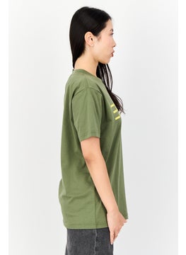 ESPRIT Women Crew Neck Short Sleeve Brand Logo T-Shirt, Olive  - Image 3