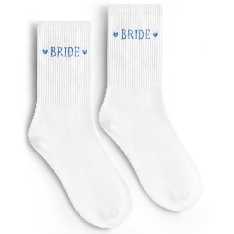 Etercycle Bride Socks White Blue Bride To Be Something Blue Gift Soft Cotton Bridal Socks For Women Engagement Wedding Bridesmaid Gifts Bachelorette Party Favor Honeymoon Essentials Decorations