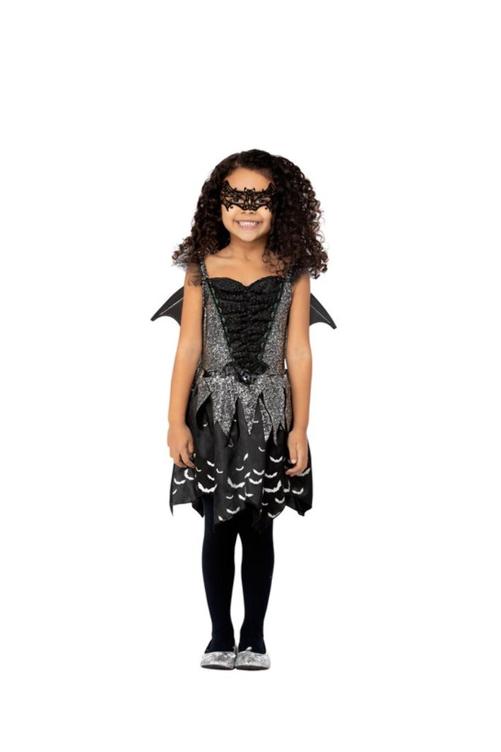 Smiffys Dark bat fairy costume dress, wings & eye mask - Image 1