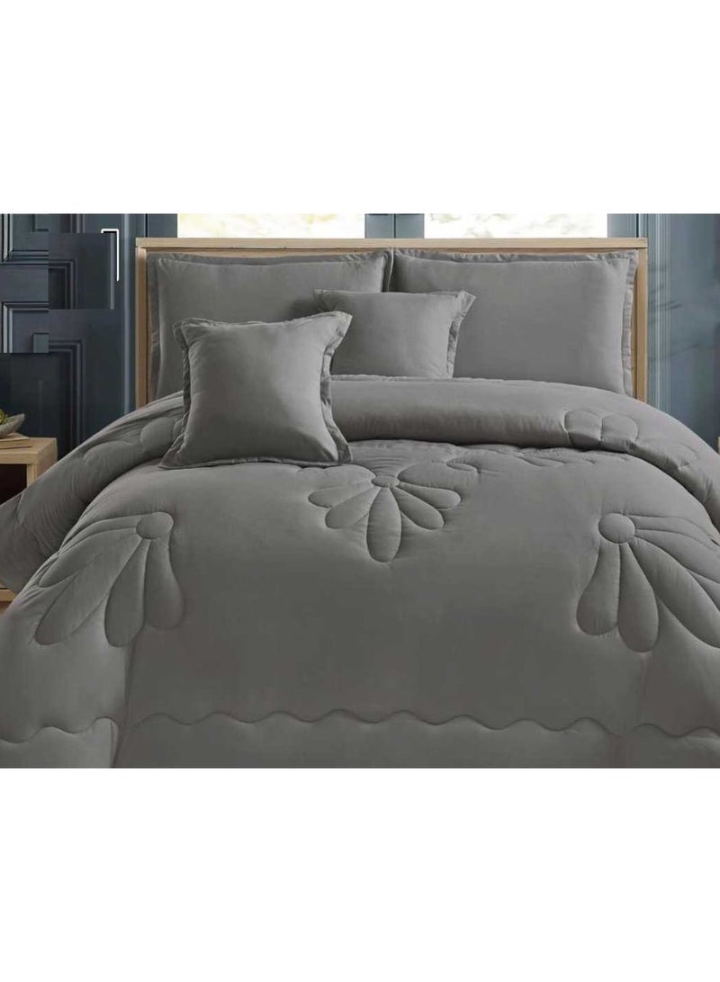 Miral Single Bedspread Set – 4 Pieces (Comforter 160x210 cm + Fitted Sheet 120x200 cm + Pillowcase 70x45 cm + Decorative Pillowcase 45x45 cm) – Elegant and Comfortable Design - Image 1