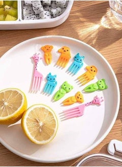 Generic 10Pcs Animal Food Picks for Kids Mini Cute Cartoon Forks Reusable Funny Fruit Picks for  (Assorted Color)  - Image 2