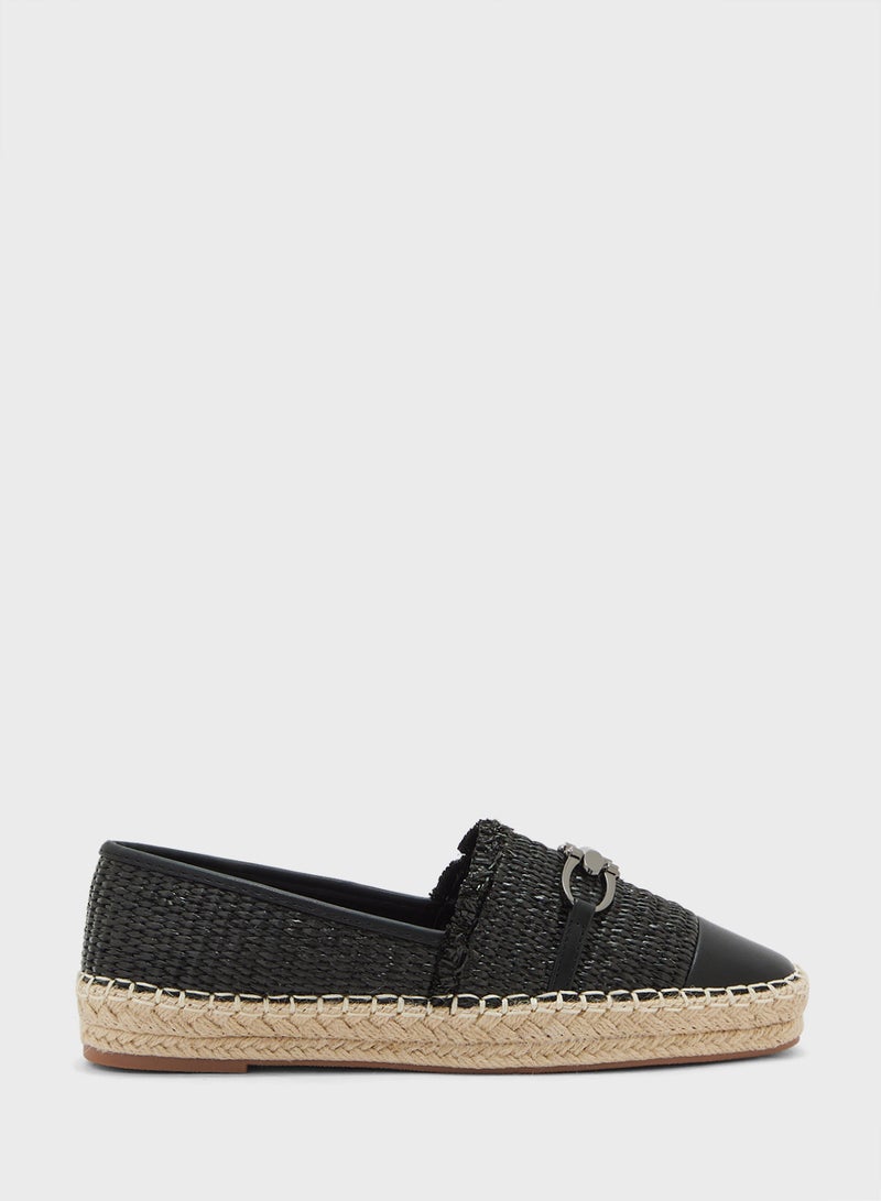 ELLA Metal Trim Frayed Edge Raffia Espadrille  - Image 1