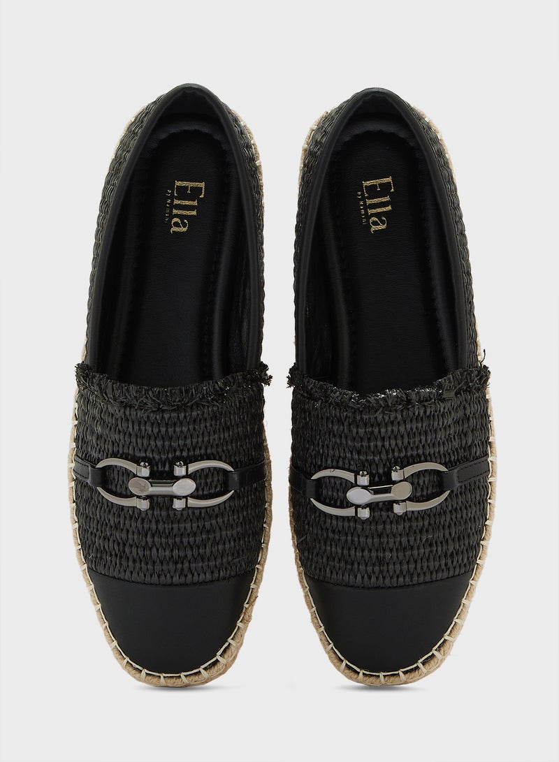 ELLA Metal Trim Frayed Edge Raffia Espadrille  - Image 4