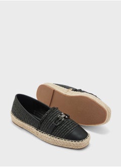 ELLA Metal Trim Frayed Edge Raffia Espadrille  - Image 3