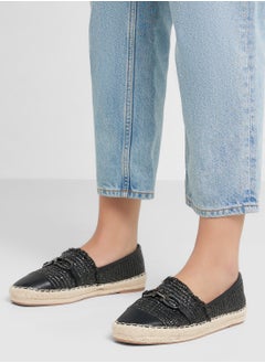 ELLA Metal Trim Frayed Edge Raffia Espadrille  - Image 5