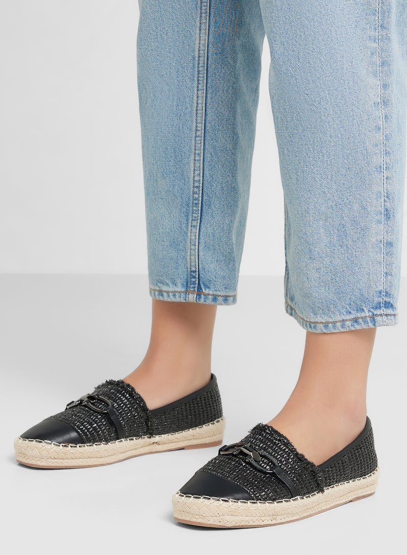 ELLA Metal Trim Frayed Edge Raffia Espadrille  - Image 5