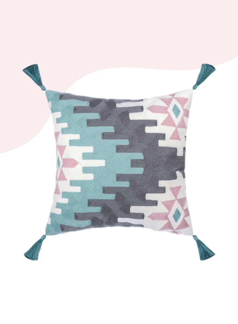 Donetella Decorative Embroidered Cushion Cover multicolour 45x45Cm(Without Filler)