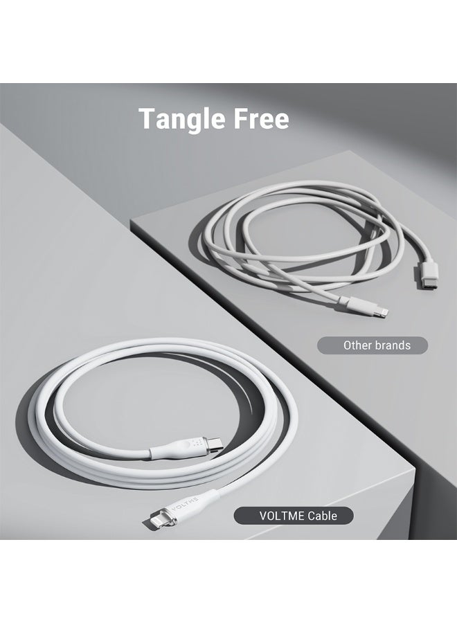 فولتمي سلك شاحن فولتمي سلسلة موس من USB-C إلى آيفون بطول 1.2 م وبقوة 30 واط - أبيض - Image 4