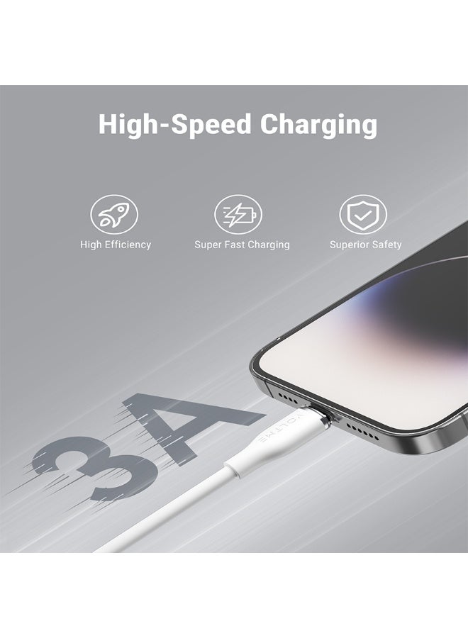 فولتمي سلك شاحن فولتمي سلسلة موس من USB-C إلى آيفون بطول 1.2 م وبقوة 30 واط - أبيض - Image 2