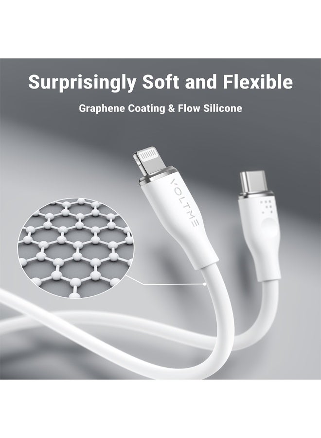 فولتمي سلك شاحن فولتمي سلسلة موس من USB-C إلى آيفون بطول 1.2 م وبقوة 30 واط - أبيض - Image 3