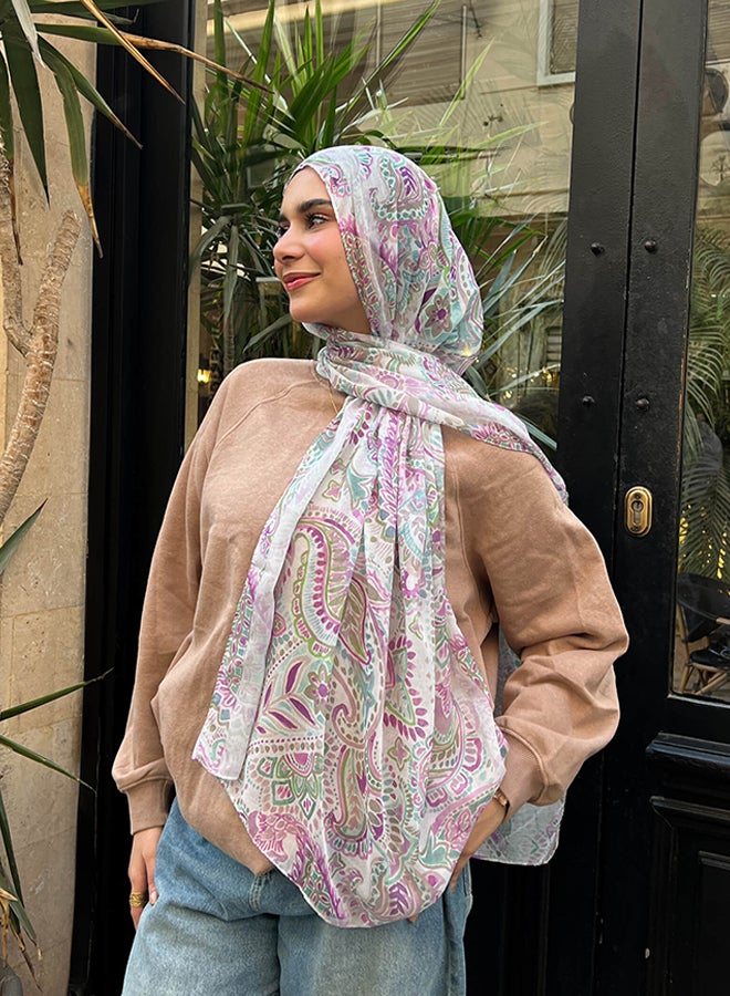 تاي شوب تاي شوب - إيشارب رقيق مطبوع - بنفسجي - أبيض - أخضر نسائي 